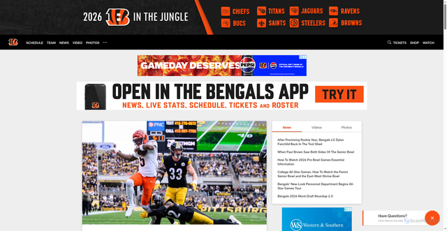Security scan screenshot of https://bengals.com