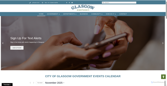 Security scan screenshot of https://cityofglasgow.gov/