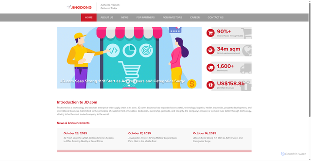 Security scan screenshot of https://corporate.jd.com/