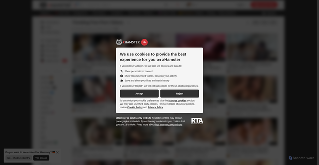 Security scan screenshot of https://xhamster.com/