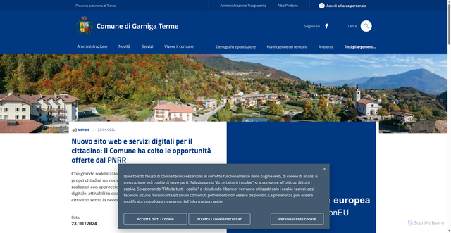 Security scan screenshot of https://www.comune.garnigaterme.tn.it/