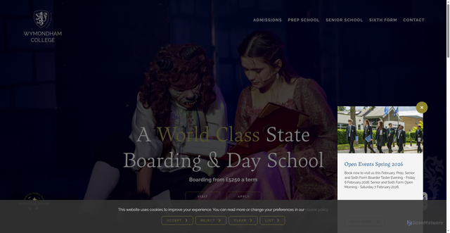 Security scan screenshot of https://www.wymondhamcollege.org/
