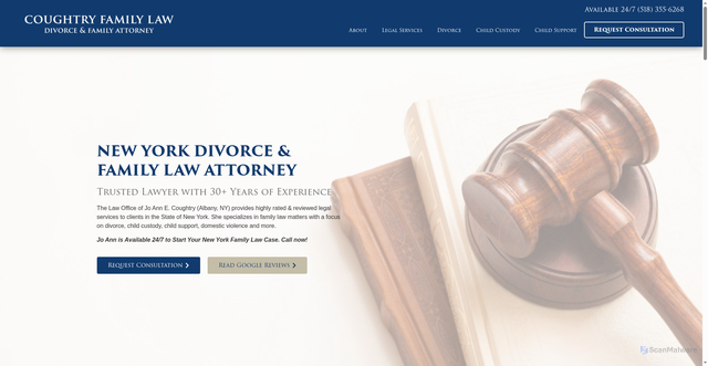 Security scan screenshot of https://www.coughtrylawalbany.com/