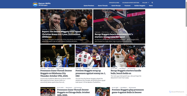 Security scan screenshot of https://www.denverstiffs.com/