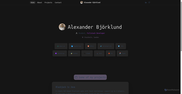 Security scan screenshot of https://alexanderbjorklund.se