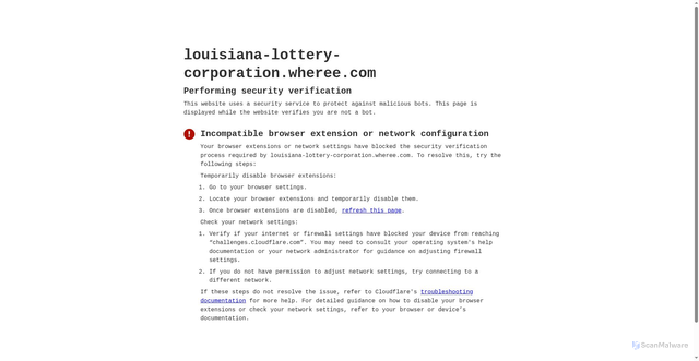 Security scan screenshot of https://louisiana-lottery-corporation.wheree.com/
