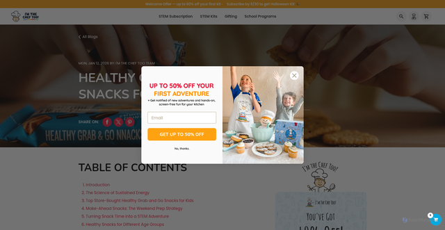 Security scan screenshot of https://www.imthecheftoo.com/blogs/cooking-with-kids/fueling-fun-healthy-grab-and-go-snacks-for-kids?srsltid=AU7gw4Xp0CZTH2wJ9mdfcdsBJZgnu4JVka8r6QdZh5VTqBC7gOWAD3w1