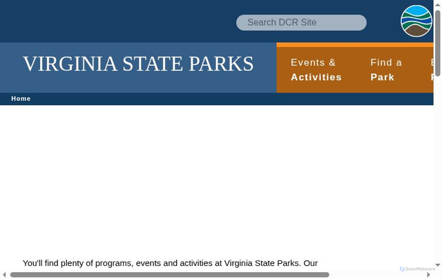 Security scan screenshot of https://www.dcr.virginia.gov/state-parks/