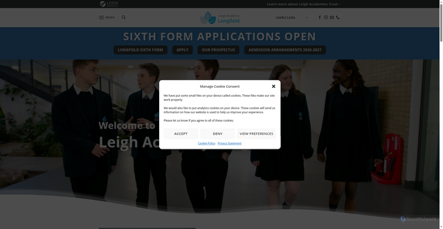 Security scan screenshot of https://leighacademylongfield.org.uk/
