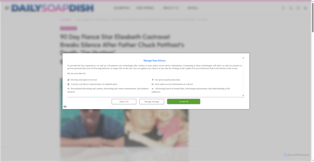 Security scan screenshot of https://dailysoapdish.com/90-day-fiance-star-elizabeth-castravet-breaks-silence-after-father-chuck-potthasts-death-im-hurting/