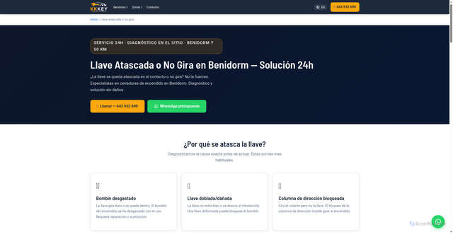 Security scan screenshot of https://kkkey-es.pages.dev/llave-atascada/