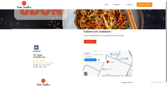 Security scan screenshot of https://sunsushi.se