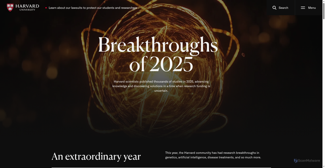 Security scan screenshot of https://www.harvard.edu/