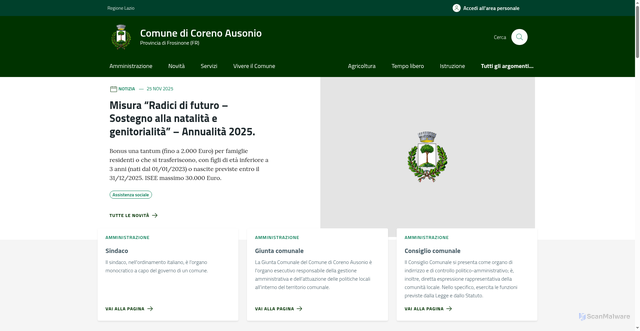 Security scan screenshot of https://comune.corenoausonio.fr.it/