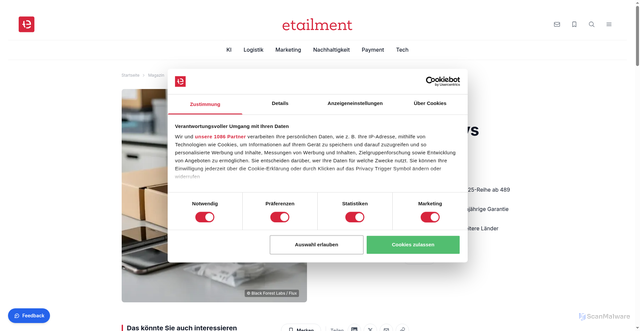 Security scan screenshot of https://r.brevo.etailment.de/mk/cl/f/sh/7nVU1aA2ng3tmhn9QqXoqntlZMrT5gE/4bDLejqIr0Ah
