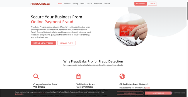 Security scan screenshot of https://fraudlabspro.com