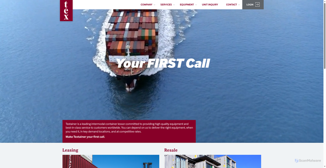 Security scan screenshot of https://textainer.com