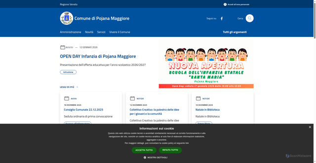 Security scan screenshot of https://www.comune.poiana-maggiore.vi.it/it