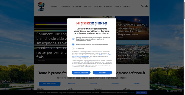 Security scan screenshot of https://lapressedefrance.fr