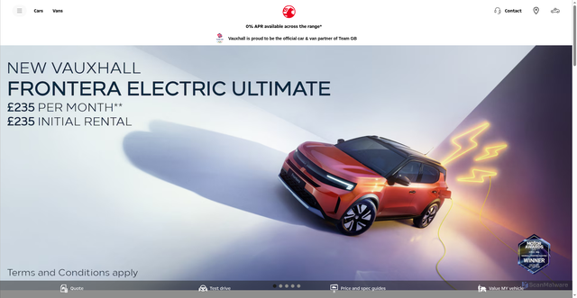 Security scan screenshot of https://vauxhall.co.uk