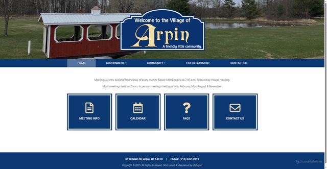 Security scan screenshot of https://arpinvillagewi.gov/