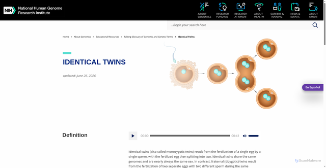 Security scan screenshot of https://www.genome.gov/genetics-glossary/identical-twins
