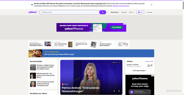 Security scan screenshot of https://yahoo.de