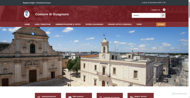 Security scan screenshot of https://www.comune.guagnano.le.it/