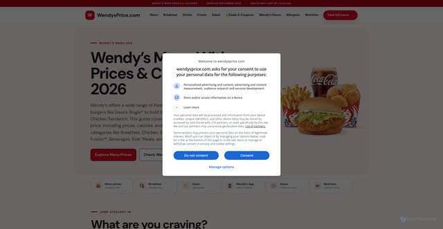 Security scan screenshot of https://wendysprice.com/