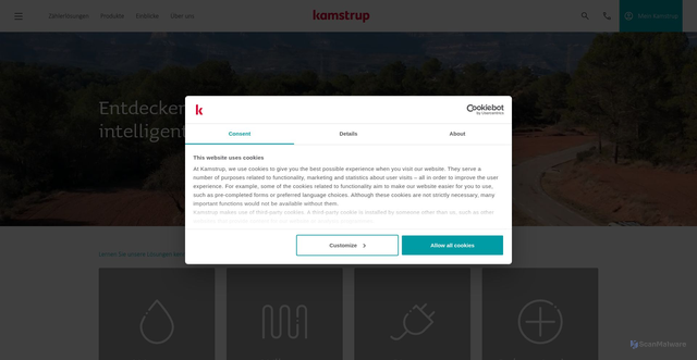 Security scan screenshot of https://kamstrup.com