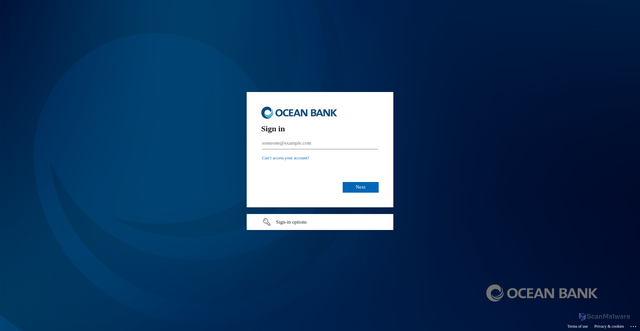 Security scan screenshot of https://oceanbank-my.sharepoint.com