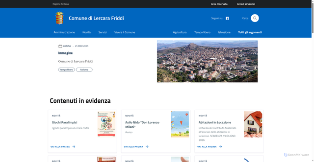 Security scan screenshot of https://www.comune.lercarafriddi.pa.it