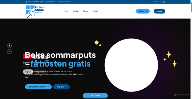 Security scan screenshot of https://urbanshine.se