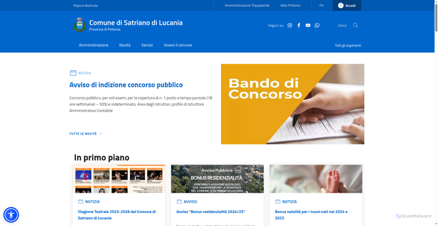 Security scan screenshot of https://www.comune.satriano.pz.it/