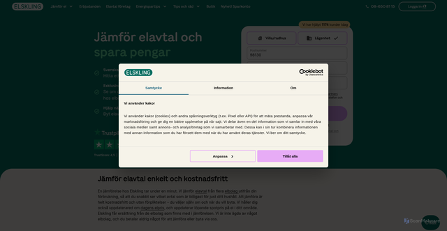 Security scan screenshot of https://www.elskling.se/?apcid=006a416d281554303c986b0b&email=pung%40pung.se&houseType=APARTMENT&phone=%2B46735566431&utm_campaign=LateWeek_Elskling_SE&utm_content=cta&utm_medium=email&utm_source=ortto&utm_term=cal-e30-c1&zipCode=98130
