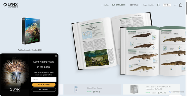 Security scan screenshot of https://lynxnaturebooks.com/?srsltid=AU7gw4VCvS73qpsowzUEs6Dww2mwX2JaF0vjGZjEJ1sYRQ7WEiNRk2QT