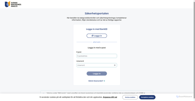Security scan screenshot of https://app.bakgrundsanalys.se/