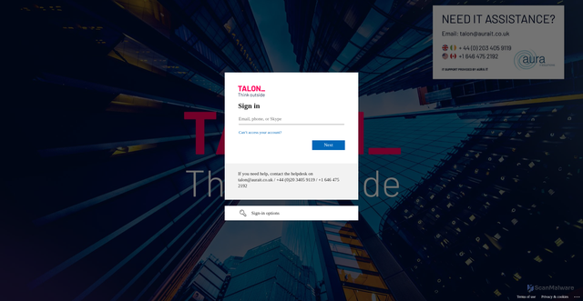 Security scan screenshot of https://talonoutdoorltd.sharepoint.com