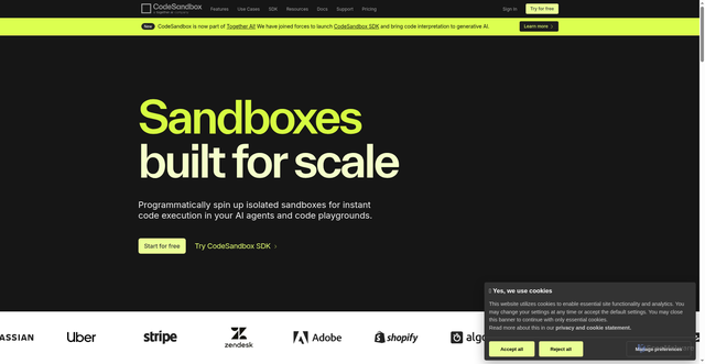 Security scan screenshot of https://codesandbox.io