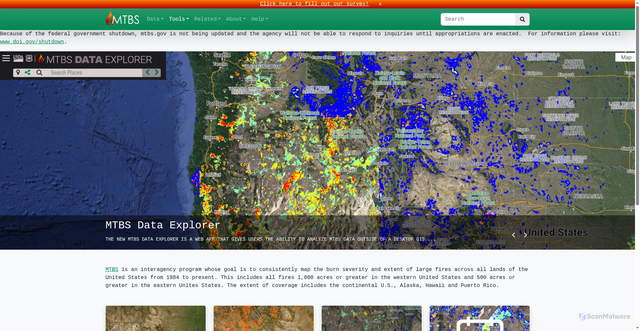 Security scan screenshot of https://mtbs.gov/