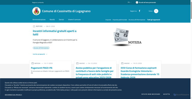 Security scan screenshot of https://www.comune.cassinettadilugagnano.mi.it/