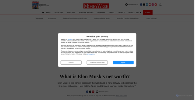 Security scan screenshot of https://moneyweek.com/economy/entrepreneurs/605857/elon-musk-net-worth