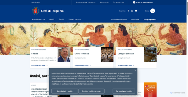 Security scan screenshot of https://www.comune.tarquinia.vt.it/