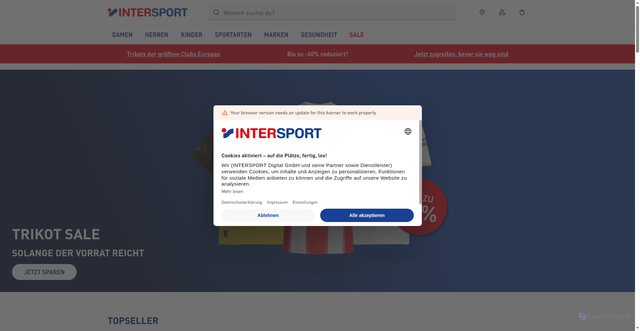 Security scan screenshot of https://www.intersport.de