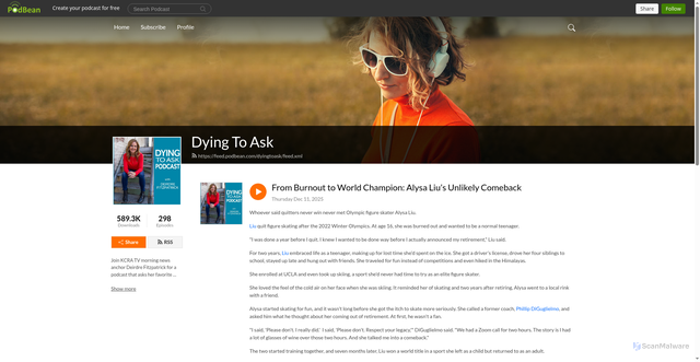Security scan screenshot of https://dyingtoask.podbean.com/e/alysa-liu/