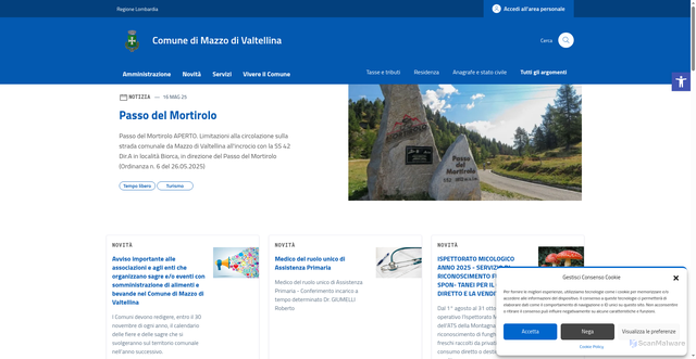 Security scan screenshot of https://comune.mazzo.so.it/
