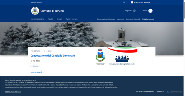 Security scan screenshot of https://www.comune.airuno.lc.it/