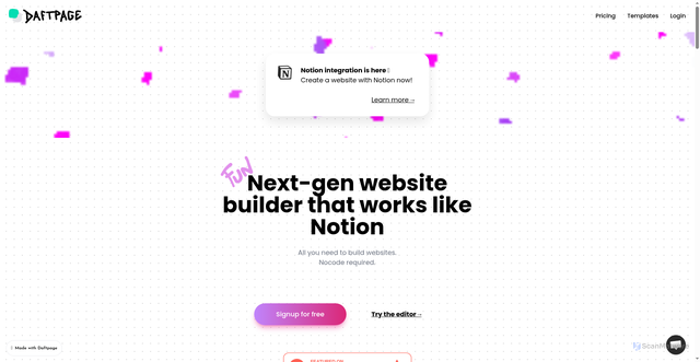 Security scan screenshot of https://daftpage.com/