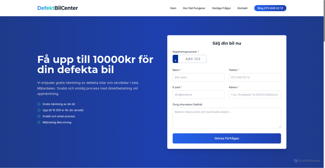 Security scan screenshot of https://defektbilcenter.se