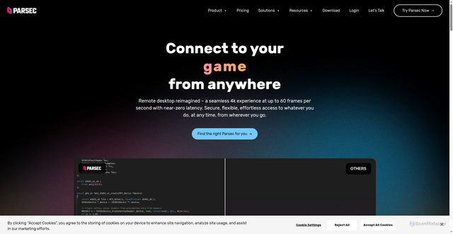 Security scan screenshot of https://parsec.app/